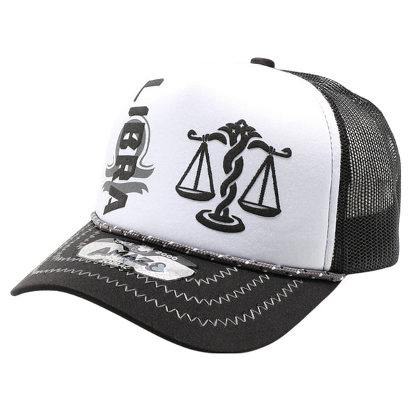 ZDLI03 AMAZE-IN ZODIAC LIBRA ROPE SPONGE TRUCKER [WHITE/BLACK]