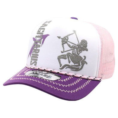 ZDSA07 AMAZE-IN ZODIAC SAGITTARIUS ROPE SPONGE TRUCKER [WHITE/PURPLE/PINK]