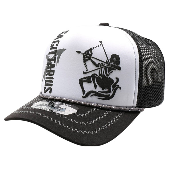 ZDSA03 AMAZE-IN ZODIAC SAGITTARIUS ROPE SPONGE TRUCKER [WHITE/BLACK]