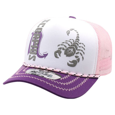 ZDSC07 AMAZE-IN ZODIAC SCORPIUS ROPE SPONGE TRUCKER [WHITE/PURPLE/PINK]