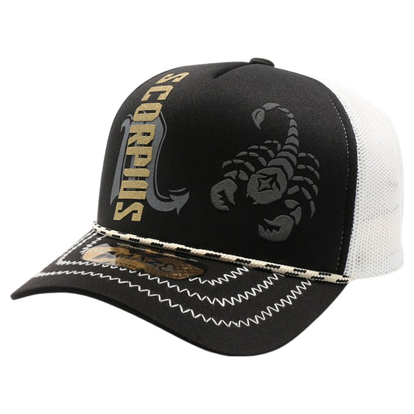 ZDSC06 AMAZE-IN ZODIAC SCORPIUS ROPE SPONGE TRUCKER [BLACK/WHITE]