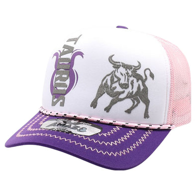 ZDTR07 AMAZE-IN ZODIAC TAURUS ROPE SPONGE TRUCKER [WHITE/PURPLE/PINK]