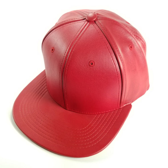 PB158 Pit Bull Leather Snapback Hats  [Red]