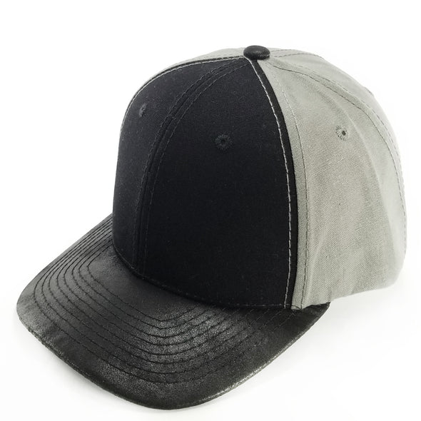 HC2024 Plain Oxford PU Visor Hat [Black/Grey/Black]