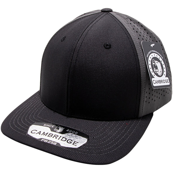PB258 Pit Bull Cambridge Perforated Snapback Hats  [Black/Charcoal]