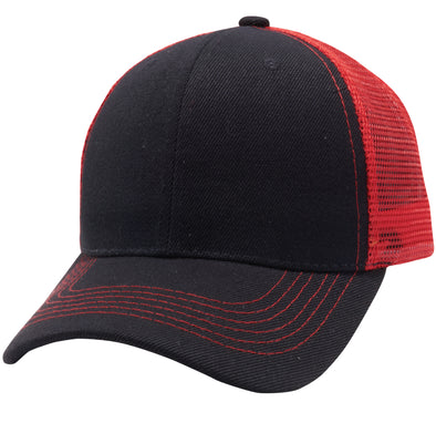 PB125 Pit Bull Curved Trucker Mesh Hats [Black/Red]