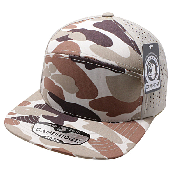 PB260 Pit Bull Cambridge Shiny Camo Camper Perforated Snapback Hats [Beige Khaki]