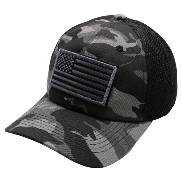 DV557 Pit Bull  US Flag Velcro Patch Micro Mesh Hats [Bk.Camo]