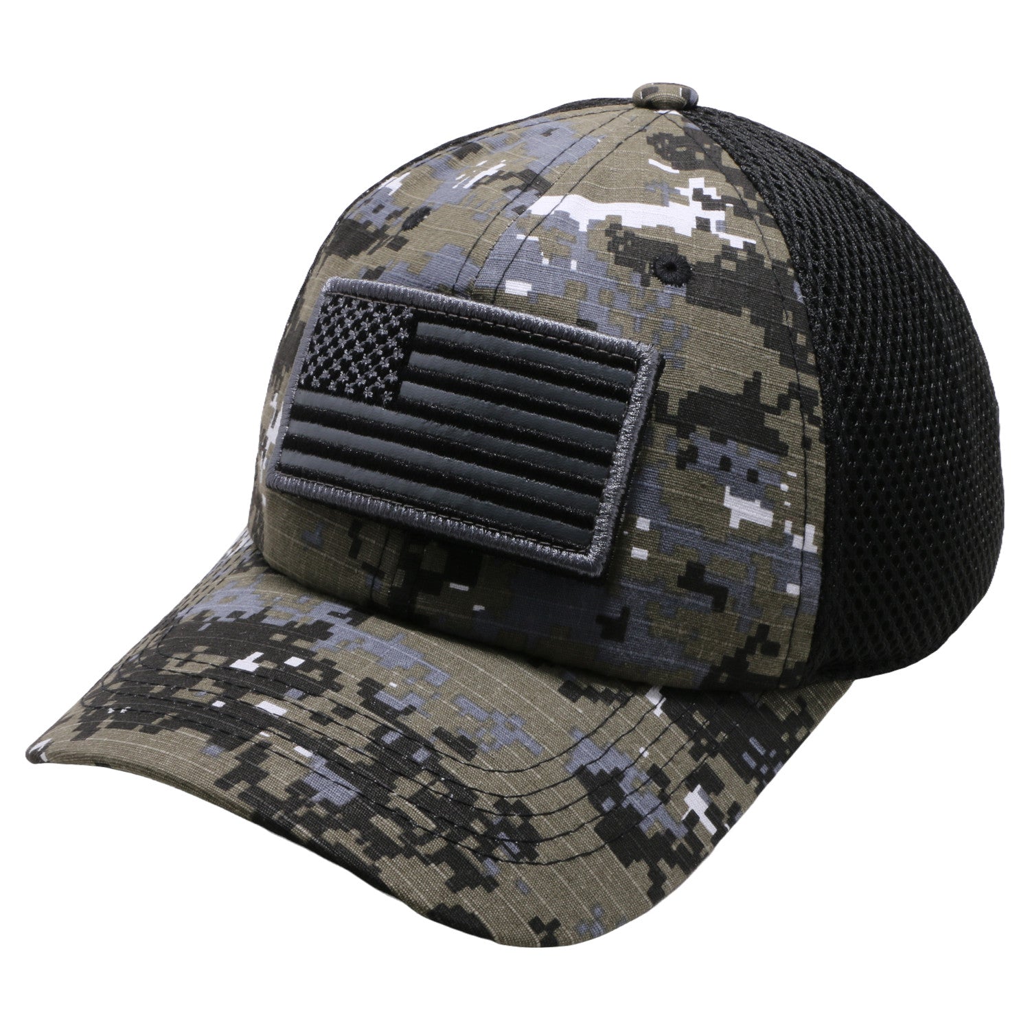DV557 Pit Bull US Flag Velcro Patch Micro Mesh Hats [Black