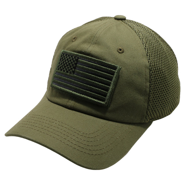 DV557 Pit Bull  US Flag Velcro Patch Micro Mesh Hats [Olive]