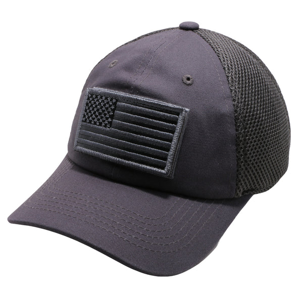 DV557  Pit Bull US Flag Velcro Patch Micro Mesh Hats [charcoal]