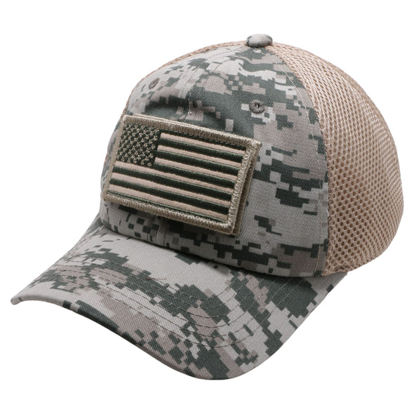 DV557  Pit Bull US Flag Velcro Patch Micro Mesh Hats [D.Camo]