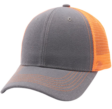 PB125 Pit Bull Curved Trucker Mesh Hats  [Charcoal/Orange]