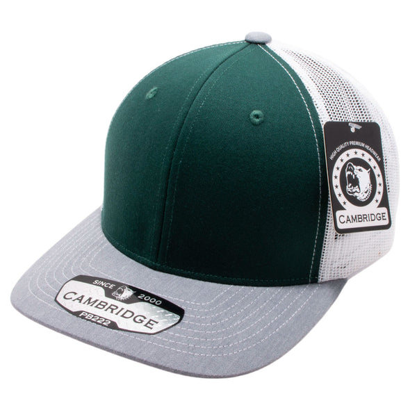 Dark Green/White/Heather Gray Pitbull Cambridge Tri-Color Trucker Hat