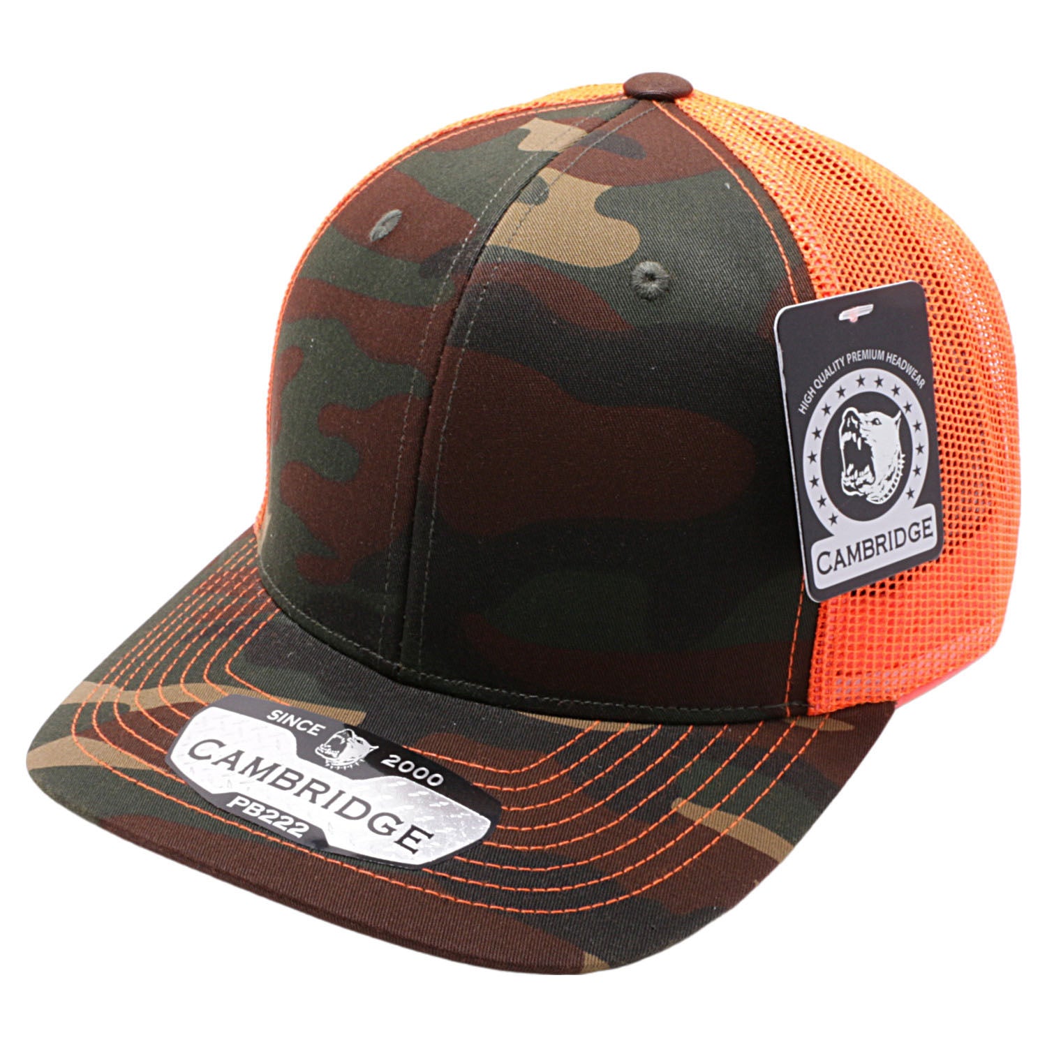 PB222C Pit Bull Cambridge Camo Trucker Hat [Green Camo/Neon