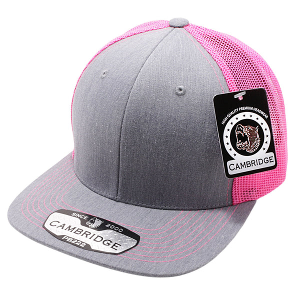 Heather Gray/Neon Pink Pitbull Cambridge Heather Gray Trucker Hat