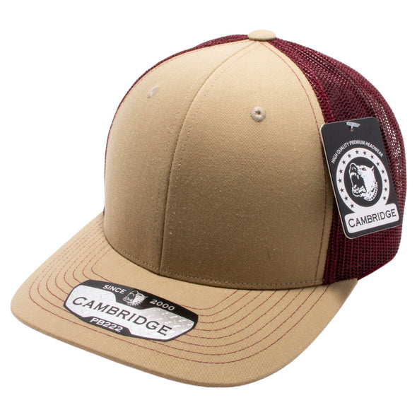 Khaki/Burgundy Pitbull Cambridge Trucker Hat