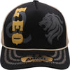 PIT BULL CAP ZDLE02 Amaze-In Zodiac Leo Sponge Trucker, featuring a classic black and khaki sponge mesh cap design 2