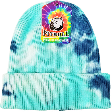 PB266 Pit Bull Tie Dye Cuffed Knit  Beanie Hats [Teal/Mint]