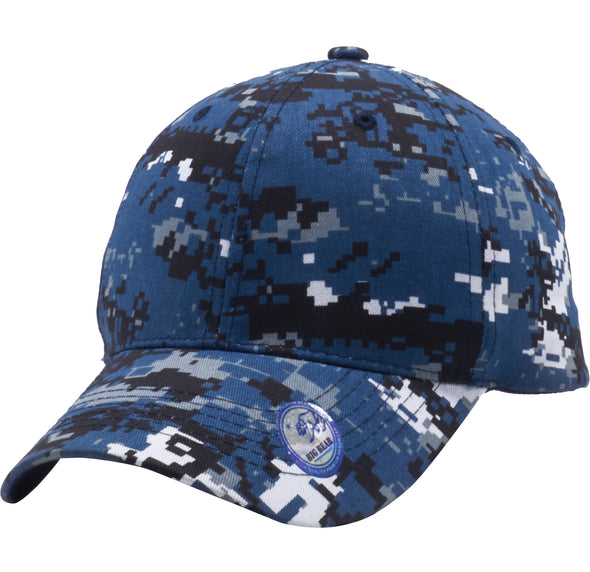 PB128C Pit Bull  Hook And Loop Backstrap With Camo Curved Caps  [Navy D.Camo]