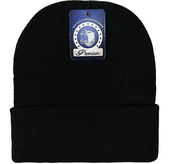 Black PB179  Pit Bull Cuffed Knit Beanie Hats Wholesale