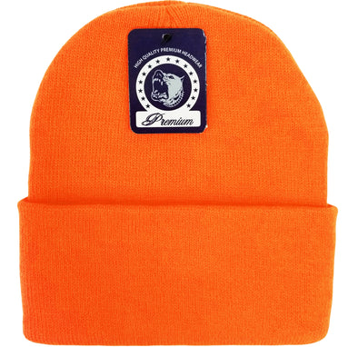 Neon Orange PB179  Pit Bull Cuffed Knit Beanie Hats Wholesale