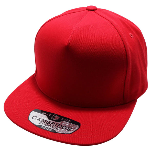 PB106 Pit Bull Cambridge 5 Panel Cotton Snapback Hat [Red]