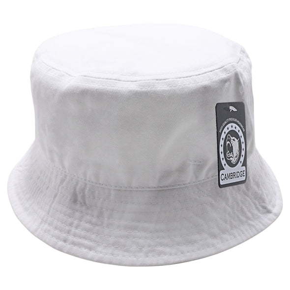 PB183 Pit Bull Plain Washed Cotton Fisherman Bucket Hats [White]