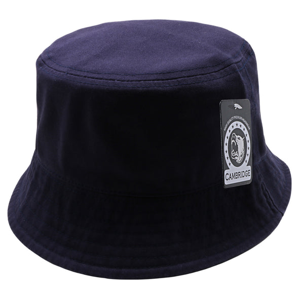 PB183 Pit Bull Plain Washed Cotton Fisherman Bucket Hats [Navy]