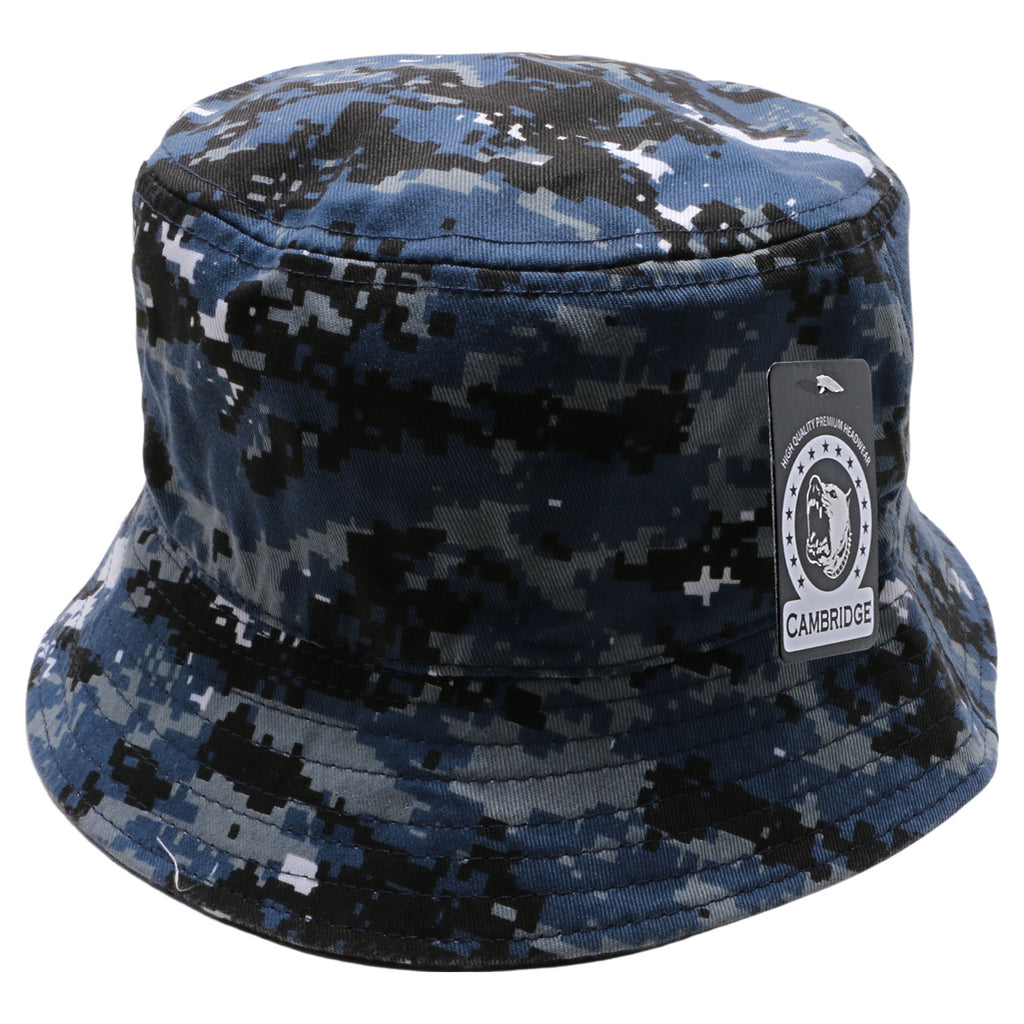 PB183 Pit Bull Plain Washed Cotton Fisherman Bucket Hats [Navy.D.Camo]