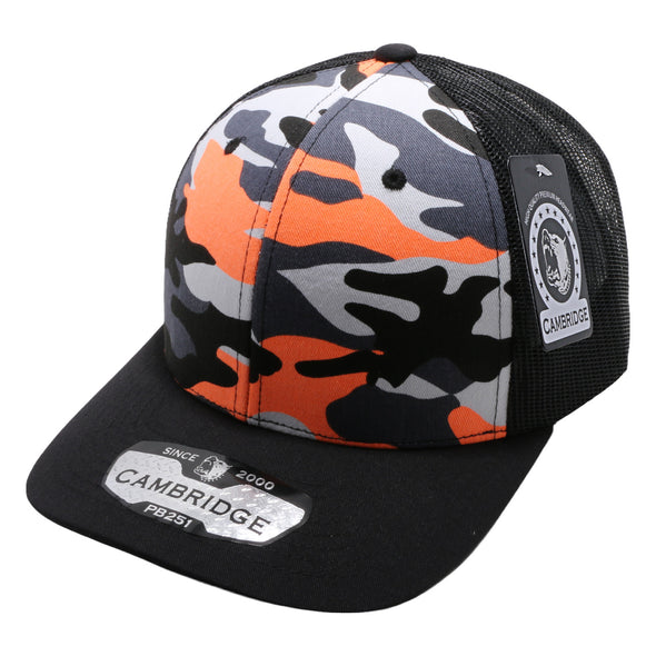 PB251 Pit Bull Cambridge 6 Panel Camo Trucker [N.Orange Camo/Black]