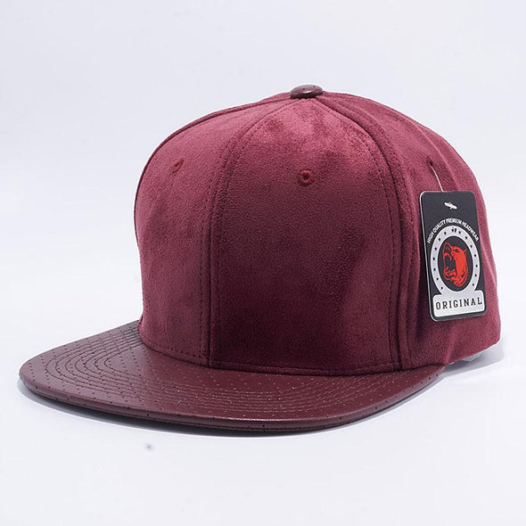 Pit Bull Suede Perforated Leather Snapback Hats Wholesale [Burgundy]