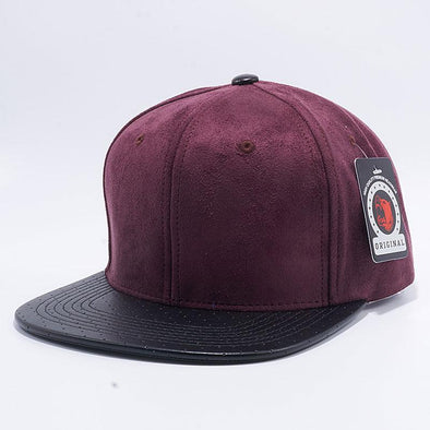 Pit Bull Suede Perforated Leather Snapback Hats Wholesale [Wine/black]