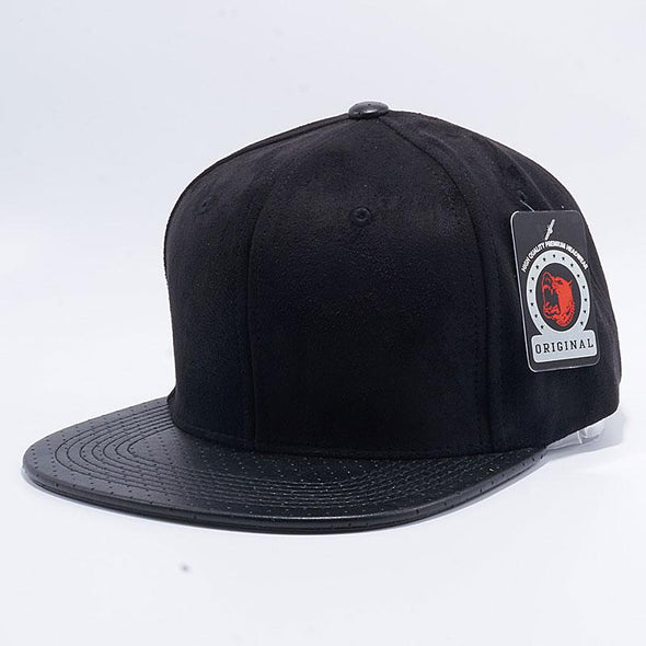 Pit Bull Suede Perforated Leather Snapback Hats Wholesale [Black]