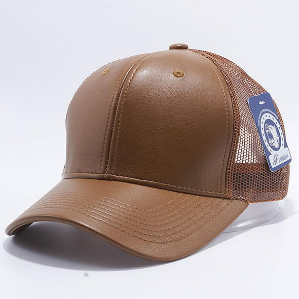 Pit Bull Leather Trucker Hats Wholesale [Wheat]