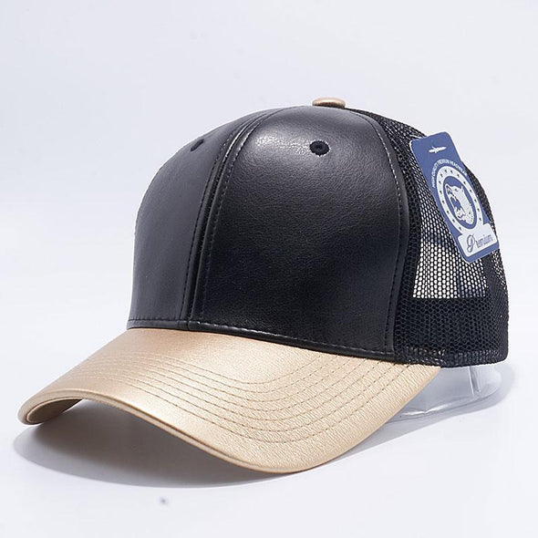 Pit Bull Leather Trucker Hats Wholesale [Black/gold]