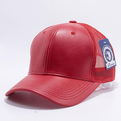 Pit Bull Leather Trucker Hats Wholesale [Red]