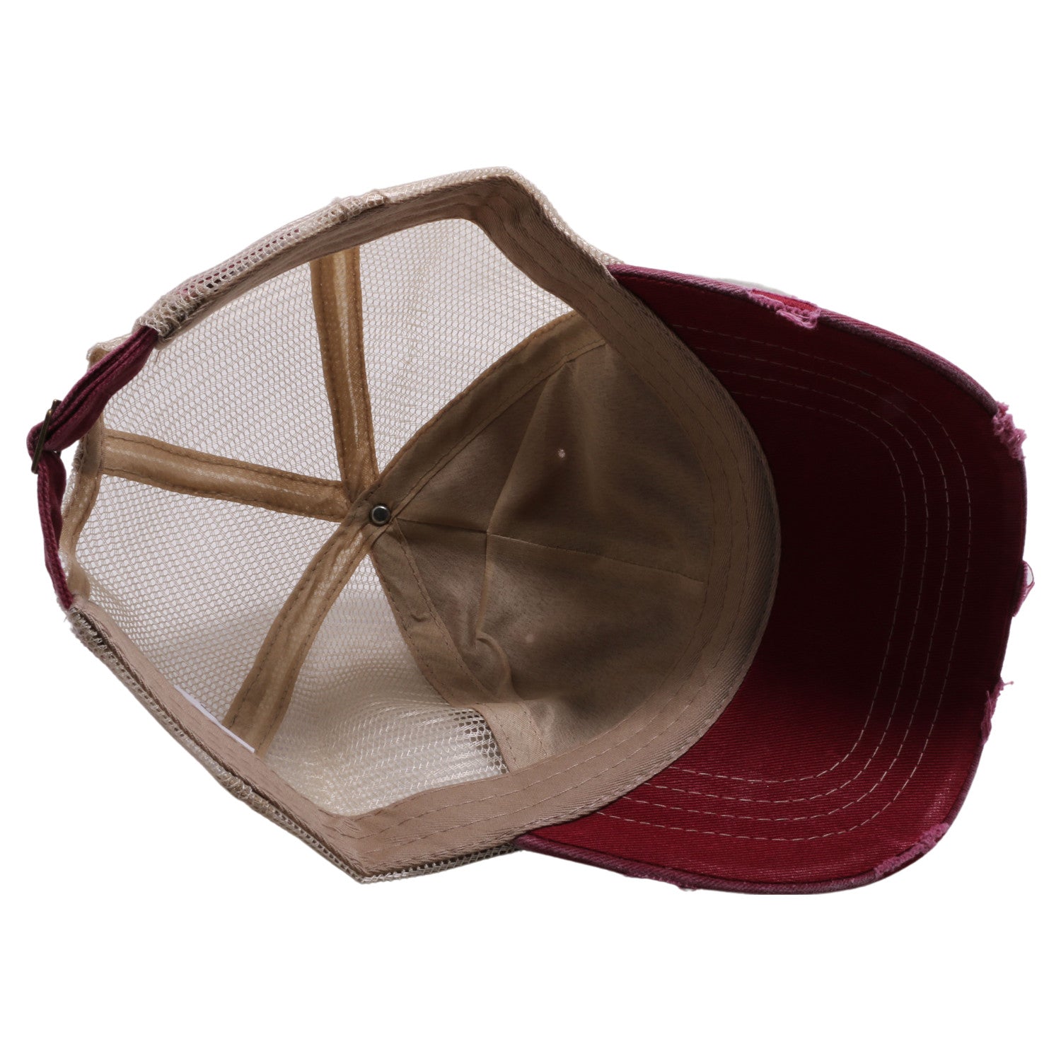 PB220 Vintage – [Burgundy/Khaki] CHOICE Pigment Hats Trucker CAP, Pit Mesh Bull