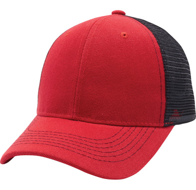 PB125 Pit Bull Curved Trucker Mesh Hats [Red/Black]