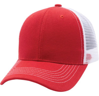 PB125 Pit Bull Curved Trucker Mesh Hats  [Red/White]