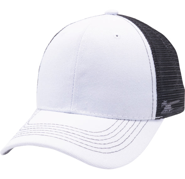 PB125 Pit Bull Curved Trucker Mesh Hats Wholesale [White/Black]