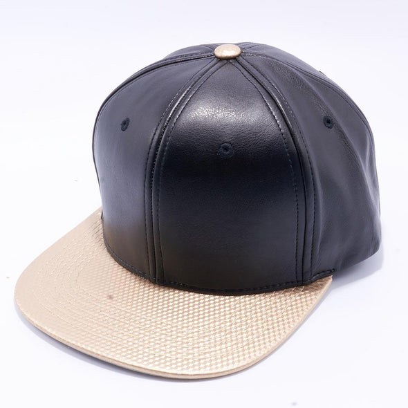 Pit Bull Cubic Leather Snapback Hats Wholesale [Black/gold]