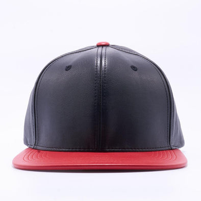 Pit Bull Leather Snapback Hats Wholesale [Black/red]